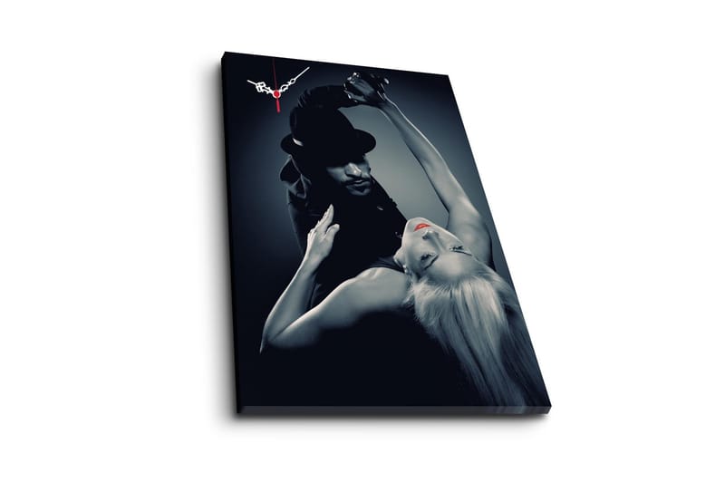 Dekorativ Canvasmålning med Klocka - Flerfärgad - Inredning - Väggdekor - Väggklocka & väggur