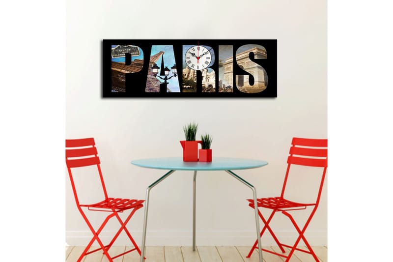 Dekorativ Canvasmålning med Klocka - Flerfärgad - Inredning - Väggdekor - Väggklocka & väggur