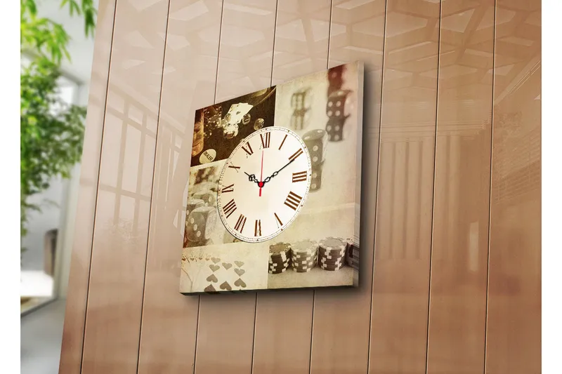 Dekorativ Canvasmålning med Klocka, Flerfärgad