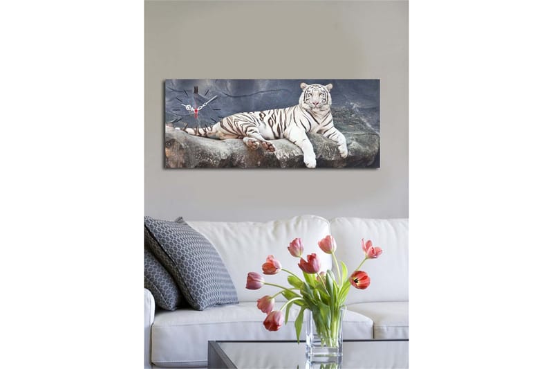 Dekorativ Canvasmålning med Klocka - Flerfärgad - Inredning - Väggdekor - Väggklocka & väggur