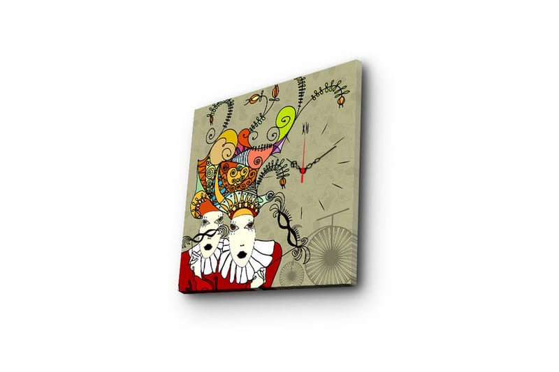 Dekorativ Canvasmålning med Klocka - Flerfärgad - Inredning - Väggdekor - Väggklocka & väggur