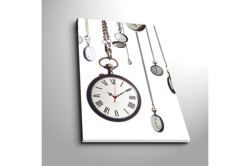 Dekorativ Canvasmålning med Klocka - Flerfärgad - Inredning - Väggdekor - Väggklocka & väggur