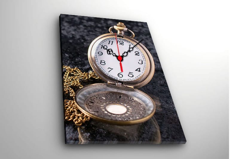 Dekorativ Canvasmålning med Klocka - Flerfärgad - Inredning - Väggdekor - Väggklocka & väggur