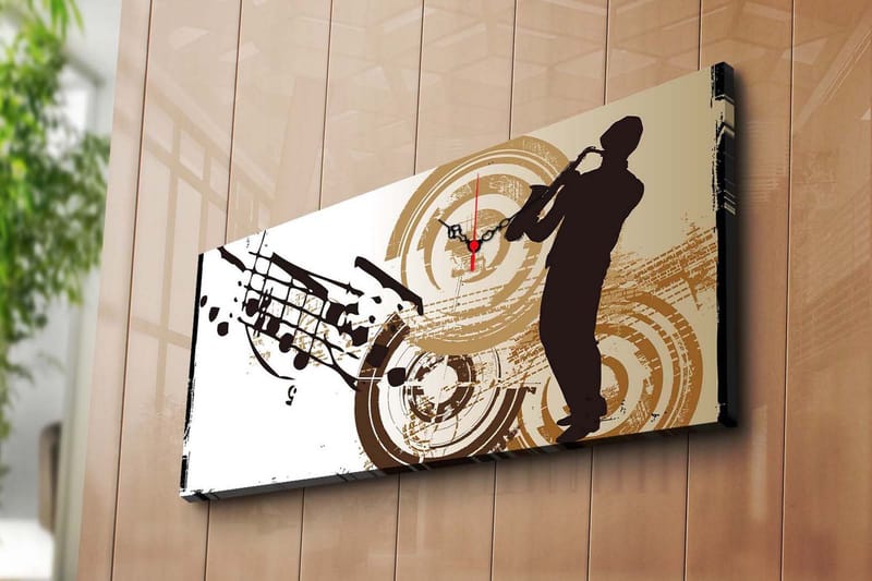 Dekorativ Canvasmålning med Klocka, Flerfärgad