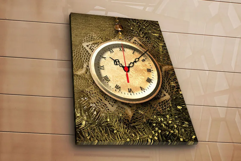 Dekorativ Canvasmålning med Klocka, Flerfärgad