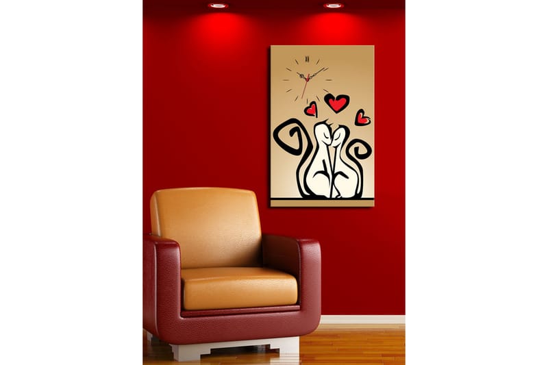 Dekorativ Canvasmålning med Klocka - Flerfärgad - Inredning - Väggdekor - Väggklocka & väggur