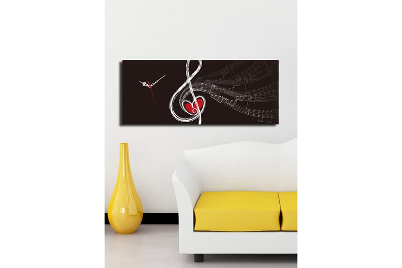 Dekorativ Canvasmålning med Klocka - Flerfärgad - Inredning - Väggdekor - Väggklocka & väggur