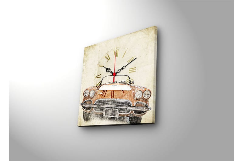 Dekorativ Canvasmålning med Klocka - Flerfärgad - Inredning - Väggdekor - Väggklocka & väggur