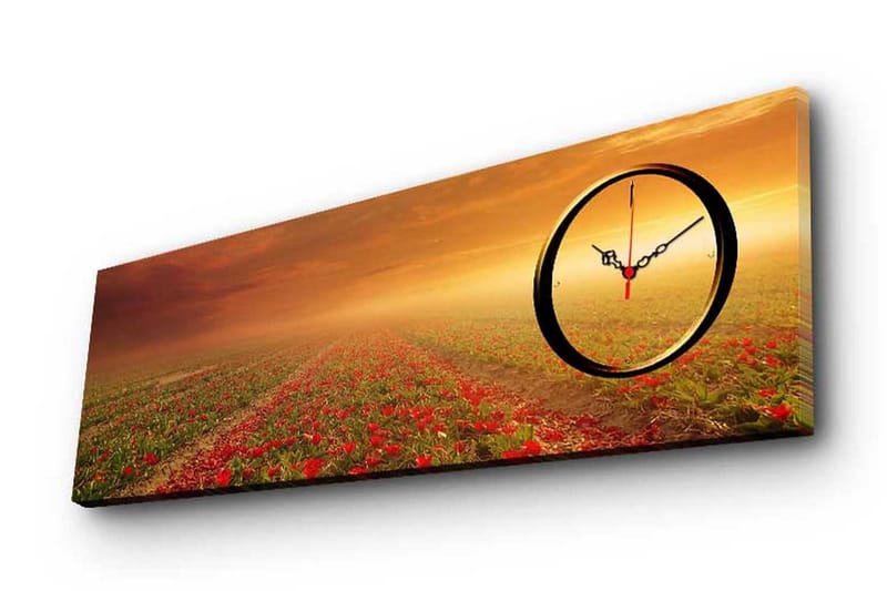 Dekorativ Canvasmålning med Klocka - Flerfärgad - Inredning - Väggdekor - Väggklocka & väggur