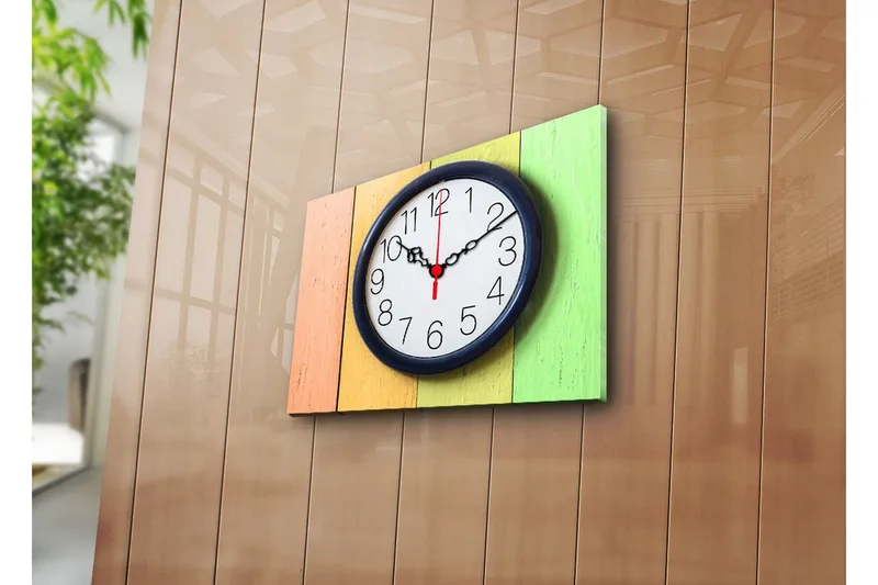 Dekorativ Canvasmålning med Klocka, Flerfärgad