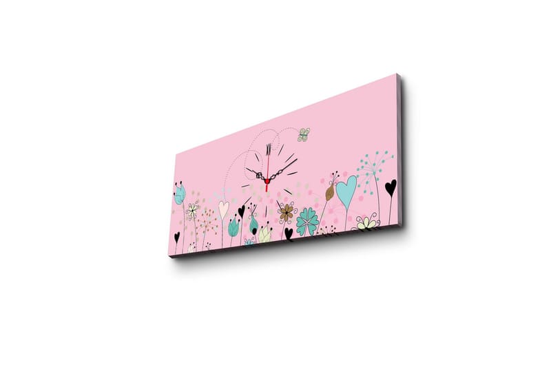 Dekorativ Canvasmålning med Klocka - Flerfärgad - Inredning - Väggdekor - Väggklocka & väggur