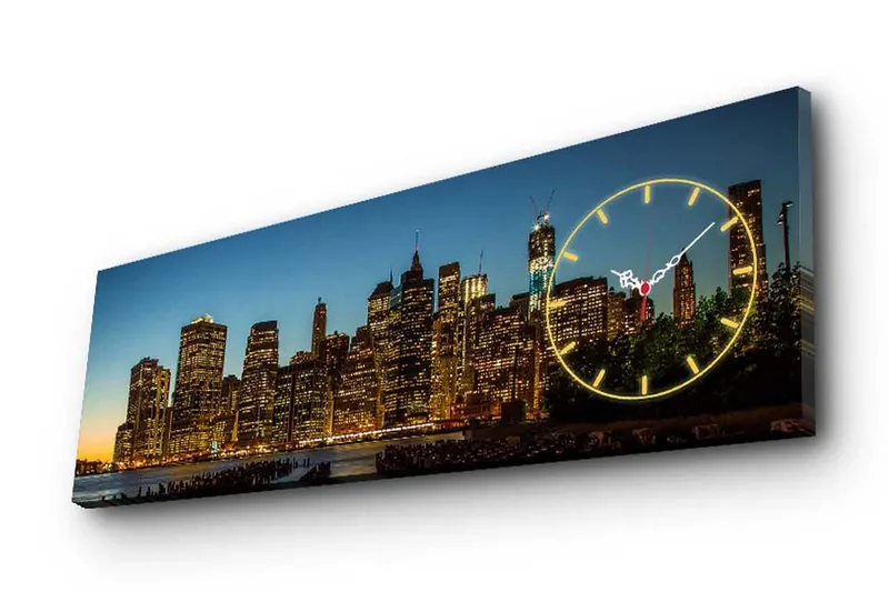 Dekorativ Canvasmålning med Klocka, Flerfärgad