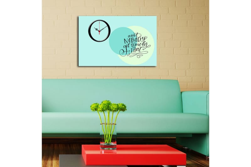 Dekorativ Canvasmålning med Klocka - Flerfärgad - Inredning - Väggdekor - Väggklocka & väggur