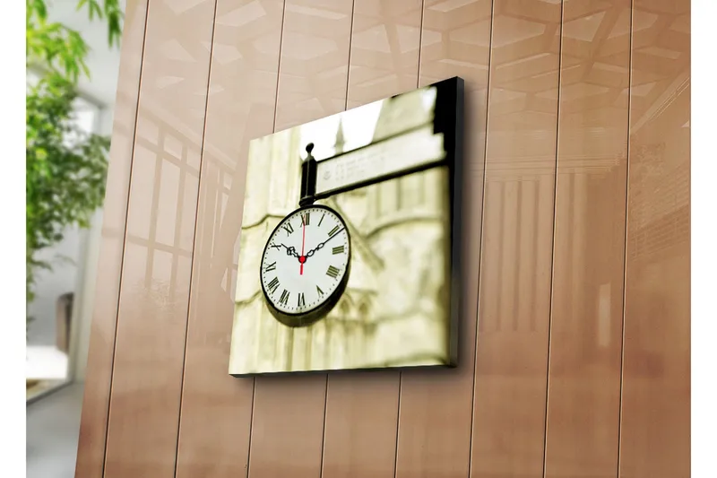 Dekorativ Canvasmålning med Klocka, Flerfärgad