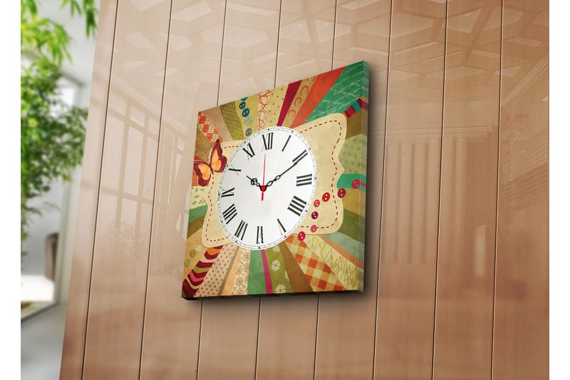 Dekorativ Canvasmålning med Klocka, Flerfärgad