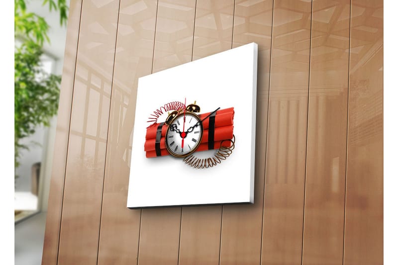 Dekorativ Canvasmålning med Klocka, Flerfärgad