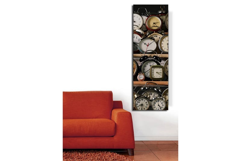 Dekorativ Canvasmålning med Klocka - Flerfärgad - Inredning - Väggdekor - Väggklocka & väggur