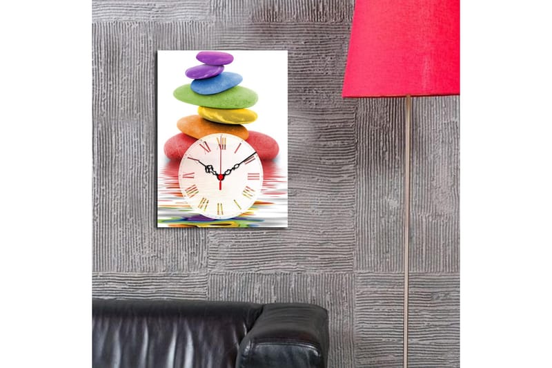 Dekorativ Canvasmålning med Klocka - Flerfärgad - Inredning - Väggdekor - Väggklocka & väggur
