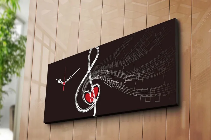 Dekorativ Canvasmålning med Klocka, Flerfärgad