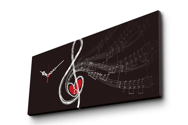 Dekorativ Canvasmålning med Klocka - Flerfärgad - Inredning - Väggdekor - Väggklocka & väggur