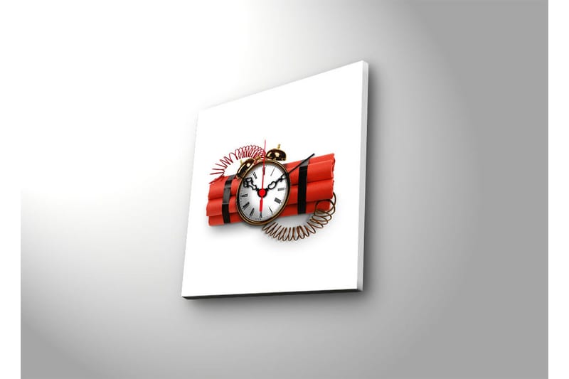 Dekorativ Canvasmålning med Klocka - Flerfärgad - Inredning - Väggdekor - Väggklocka & väggur