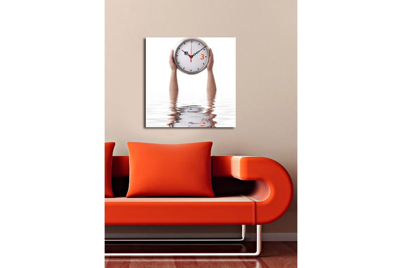Dekorativ Canvasmålning med Klocka - Flerfärgad - Inredning - Väggdekor - Väggklocka & väggur