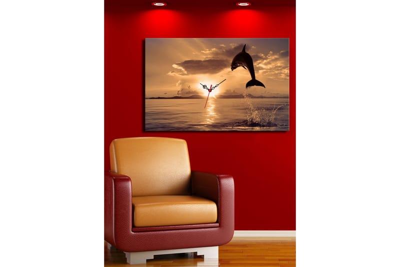 Dekorativ Canvasmålning med Klocka - Flerfärgad - Inredning - Väggdekor - Väggklocka & väggur