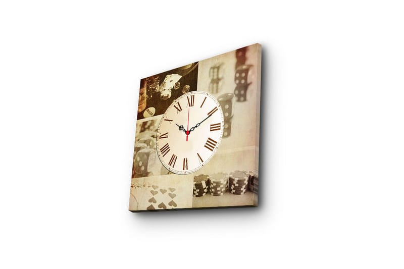 Dekorativ Canvasmålning med Klocka - Flerfärgad - Inredning - Väggdekor - Väggklocka & väggur