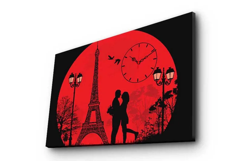 Dekorativ Canvasmålning med Klocka - Flerfärgad - Inredning - Väggdekor - Väggklocka & väggur