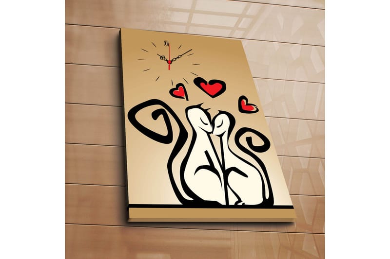 Dekorativ Canvasmålning med Klocka, Flerfärgad