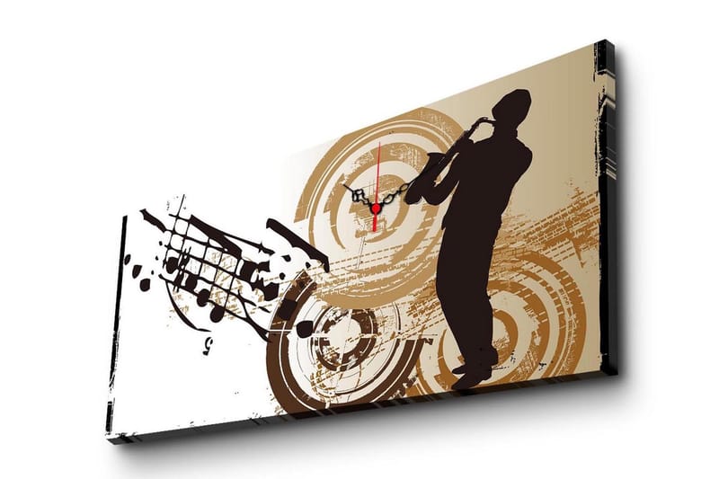 Dekorativ Canvasmålning med Klocka - Flerfärgad - Inredning - Väggdekor - Väggklocka & väggur