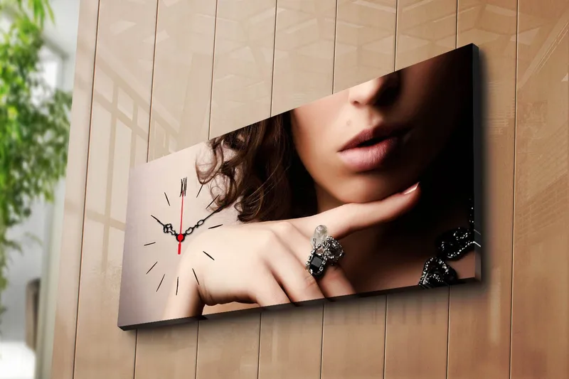 Dekorativ Canvasmålning med Klocka, Flerfärgad