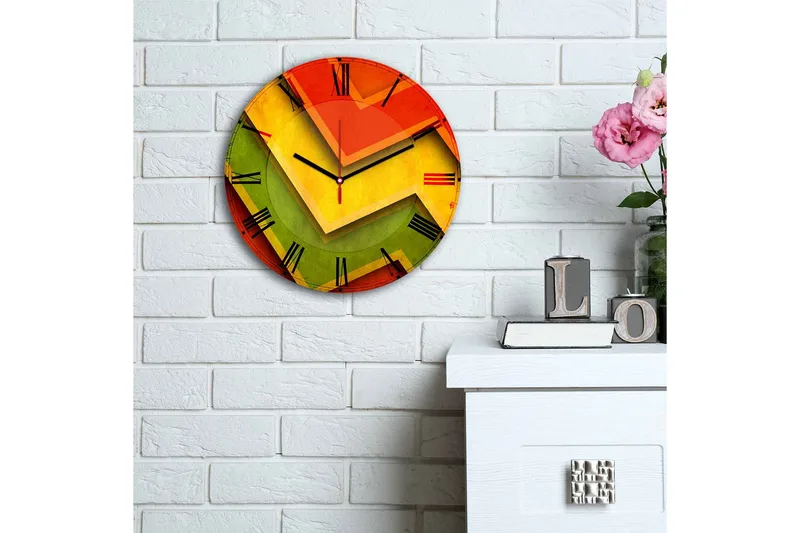 Dekorativ MDF-klocka - Flerfärgad - Inredning - Väggdekor - Väggklocka & väggur