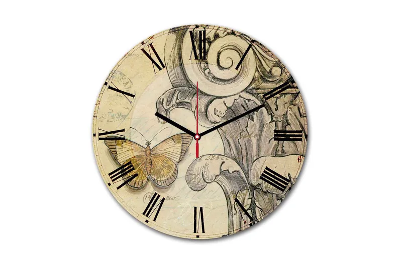 Dekorativ MDF Väggklocka 30 cm, Flerfärgad