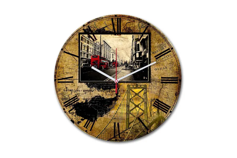 Dekorativ MDF Väggklocka 30 cm, Flerfärgad