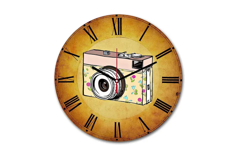 Dekorativ MDF Väggklocka 30 cm, Flerfärgad