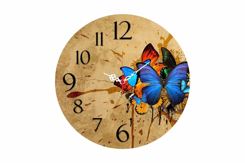 Dekorativ MDF Väggklocka 40 cm, Flerfärgad