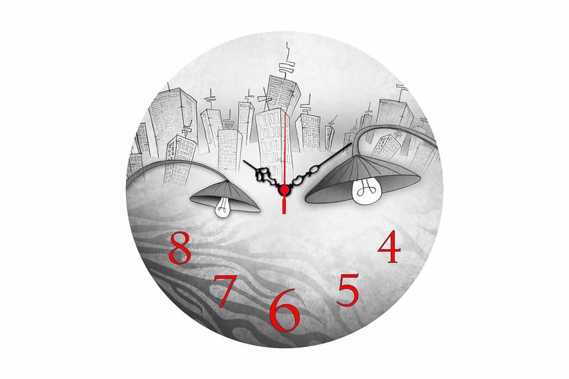 Dekorativ MDF Väggklocka 40 cm, Flerfärgad