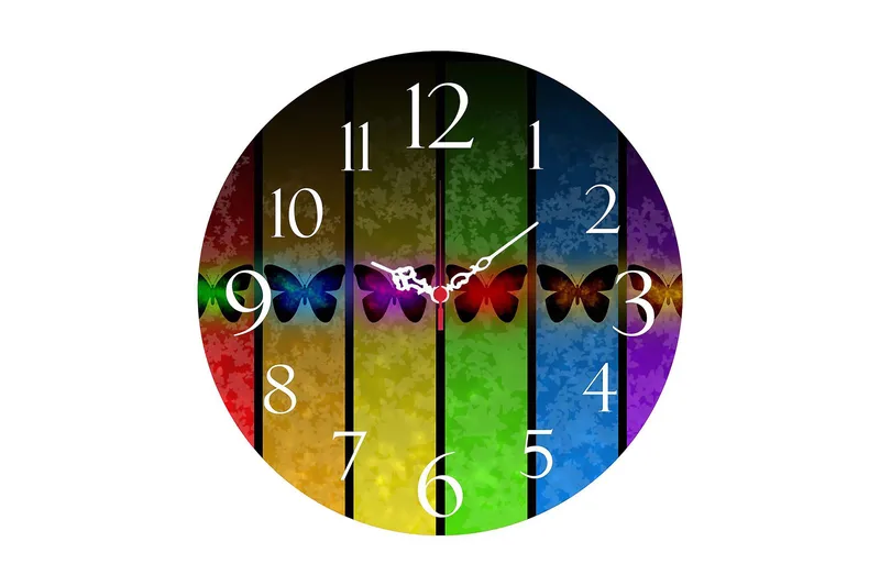 Dekorativ MDF Väggklocka 40 cm, Flerfärgad