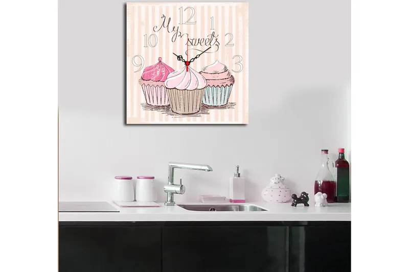 Dekorativ MDF Väggklocka 40x40 cm - Flerfärgad - Inredning - Väggdekor - Väggklocka & väggur