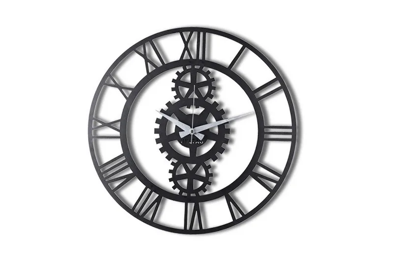 Dekorativ Metallväggklocka, Svart