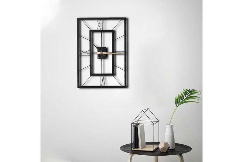 Dekorativ Metallväggklocka - Svart - Inredning - Väggdekor - Väggklocka & väggur