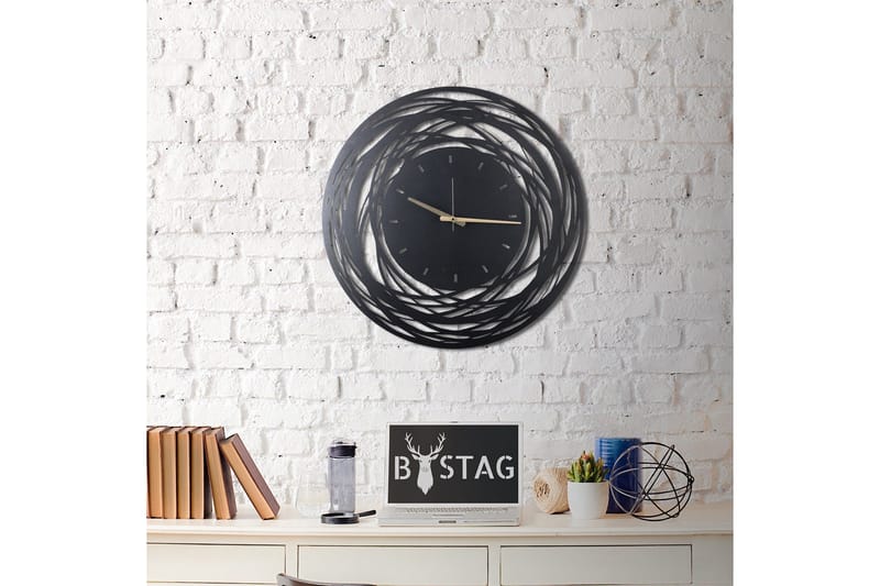 Dekorativ Metallväggklocka - Svart - Inredning - Väggdekor - Väggklocka & väggur