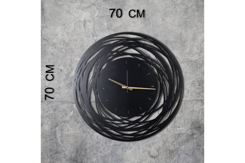 Dekorativ Metallväggklocka - Svart - Inredning - Väggdekor - Väggklocka & väggur