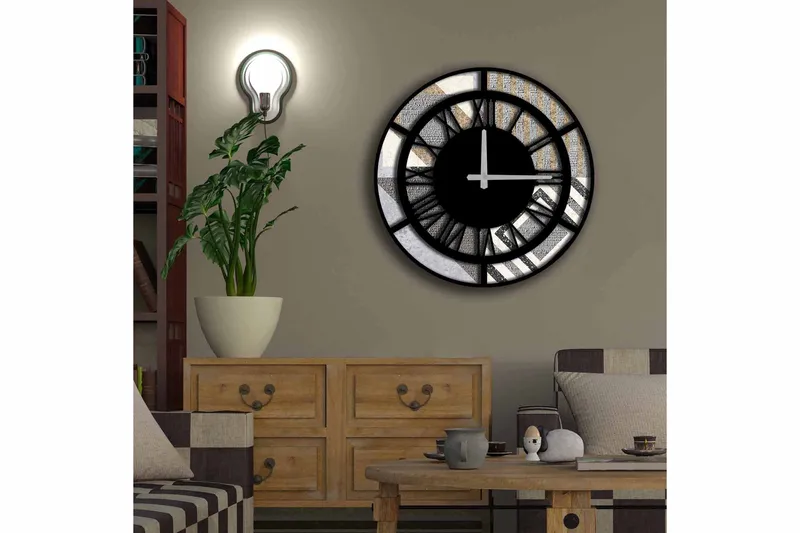 Diyadin Dekorklocka 50 cm Rund - Flerfärgad - Inredning - Väggdekor - Väggklocka & väggur