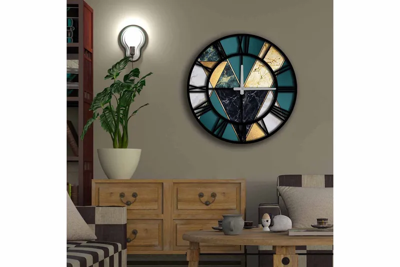 Diyadin Dekorklocka 50 cm Rund - Flerfärgad - Inredning - Väggdekor - Väggklocka & väggur