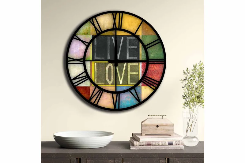 Diyadin Dekorklocka 50 cm Rund - Flerfärgad - Inredning - Väggdekor - Väggklocka & väggur