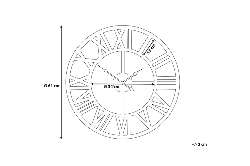 Nottwil Väggklocka 61 cm - Guld - Inredning - Väggdekor - Väggklocka & väggur
