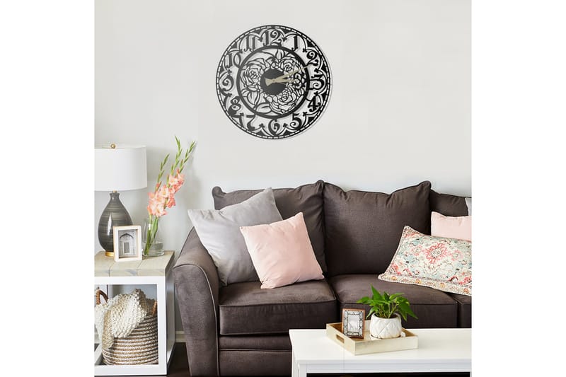 Salechard Väggklocka 50x50 cm - Metall/Svart - Inredning - Väggdekor - Väggklocka & väggur