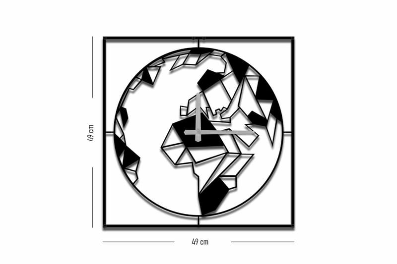 Shentala Väggklocka 49x49 cm - Metall/Svart - Inredning - Väggdekor - Väggklocka & väggur